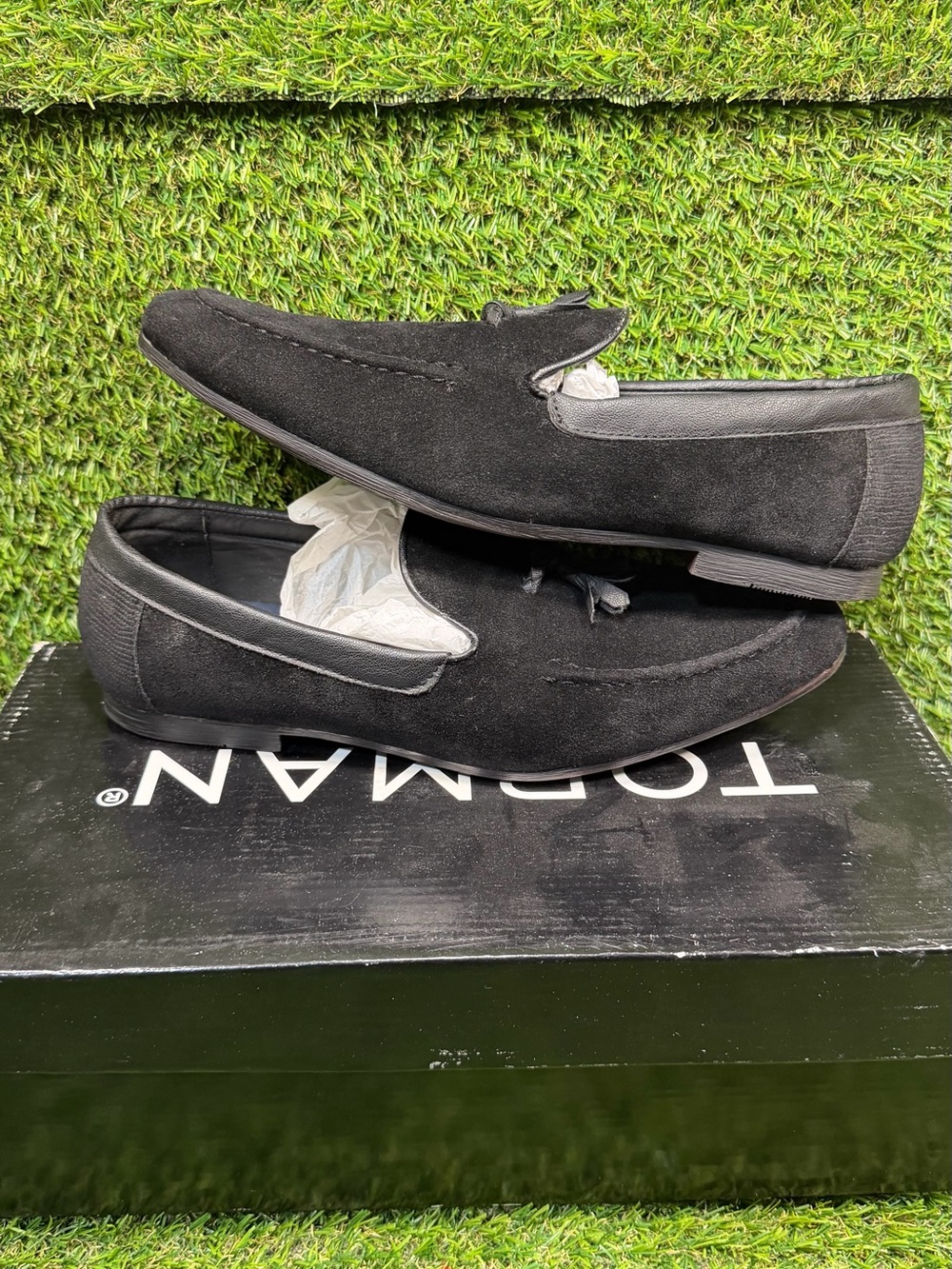 Topman Vela Slipper Black Suede Tassel Loafers Men’s Size US 7 EUR 40 With Box